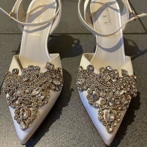 Something Bleu Emmie Jeweled Ankle Strap Pumps NEW